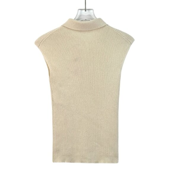 Christian Dior Beige Cashmere Sleeveless Knit Top With Bee Embroidery Size XXS - Picture 2 of 6